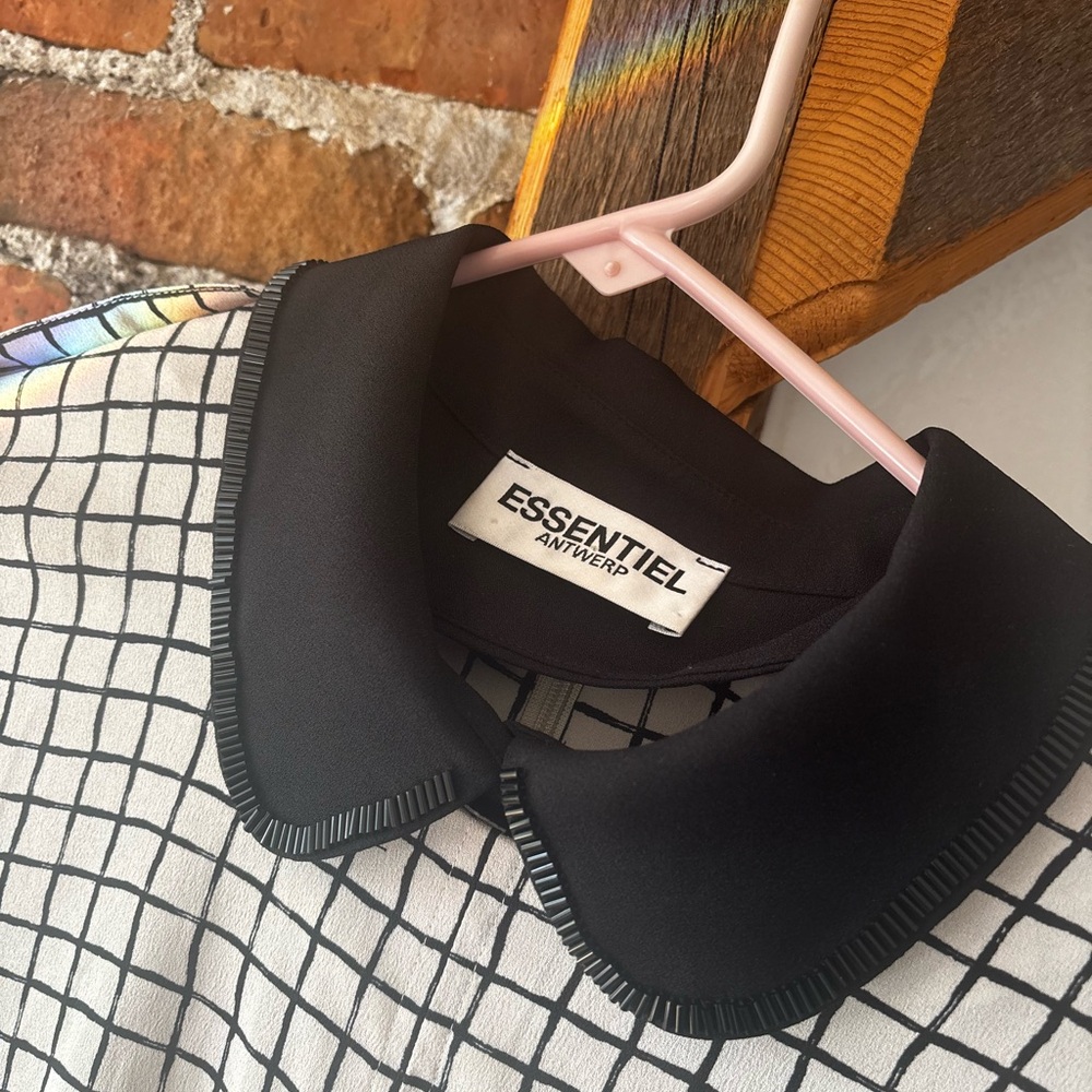 Essentiel Antwerp Black and White Grid Blouse